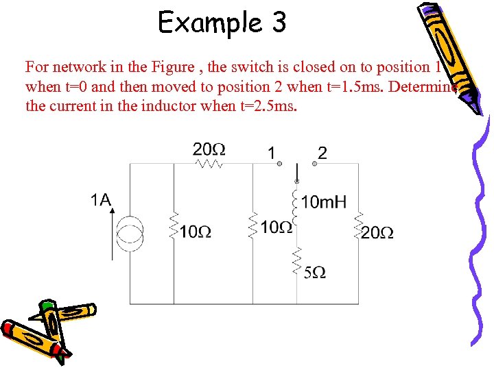 Example 3 For network in the Figure , the switch is closed on to