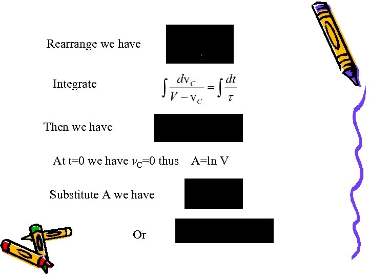 Rearrange we have Integrate Then we have At t=0 we have v. C=0 thus