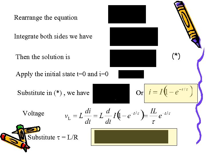 Rearrange the equation Integrate both sides we have (*) Then the solution is Apply