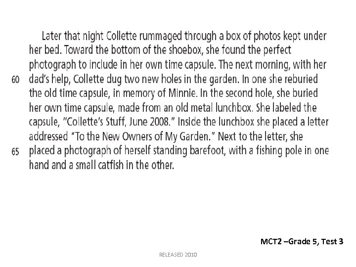 MCT 2 –Grade 5, Test 3 RELEASED 2010 