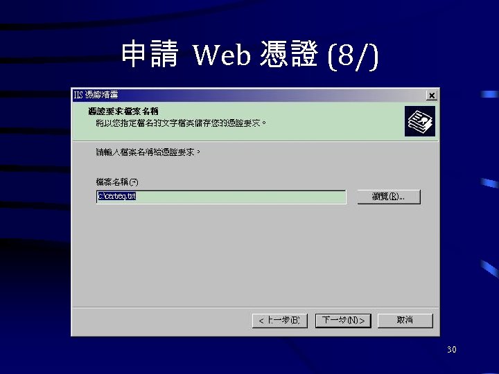 申請 Web 憑證 (8/) 30 
