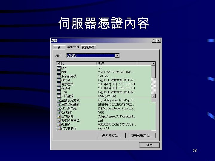 伺服器憑證內容 58 