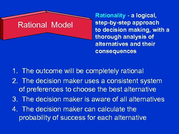 Rational Model Rationality - a logical, step-by-step approach to decision making, with a thorough
