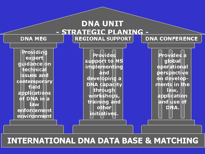 DNA UNIT DNA MEG Providing expert guidance on technical issues and contemporary field applications