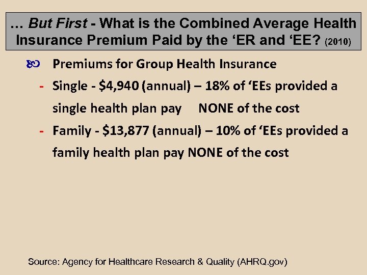 … But First - What is the Combined Average Health Insurance Premium Paid by