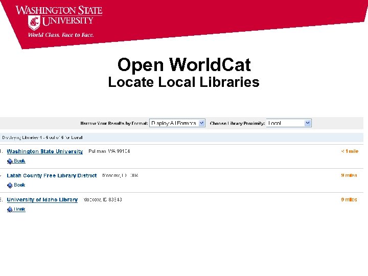 Open World. Cat Locate Local Libraries 