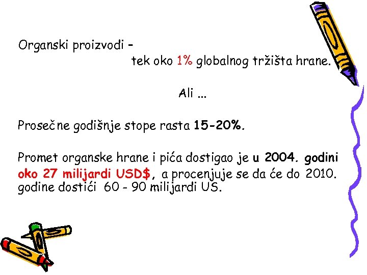 Organski proizvodi – tek oko 1% globalnog tržišta hrane. Ali. . . Prosečne godišnje