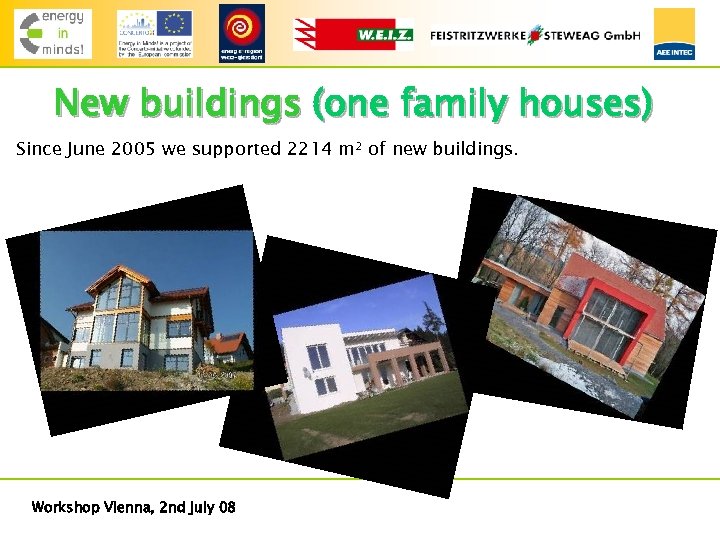 New buildings (one family houses) Since June 2005 we supported 2214 m² of new