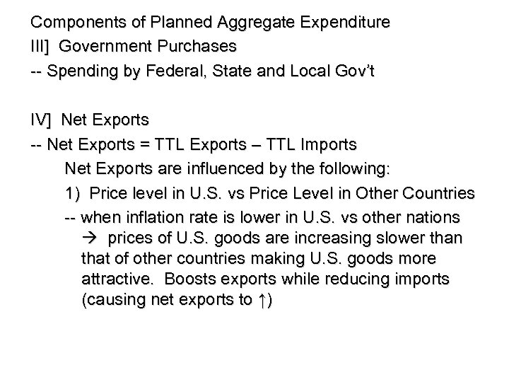 Components of Planned Aggregate Expenditure III] Government Purchases -- Spending by Federal, State and