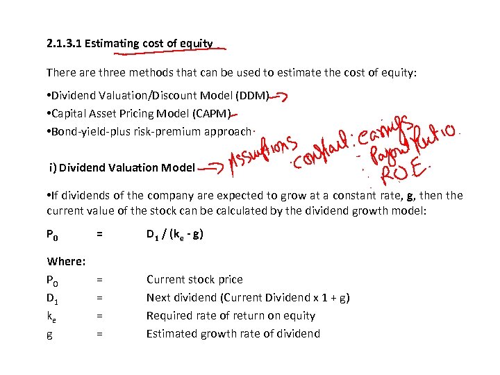 2. 1. 3. 1 Estimating cost of equity There are three methods that can