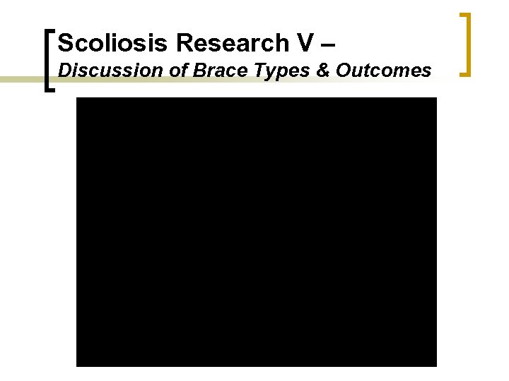 Scoliosis Research V – Discussion of Brace Types & Outcomes 