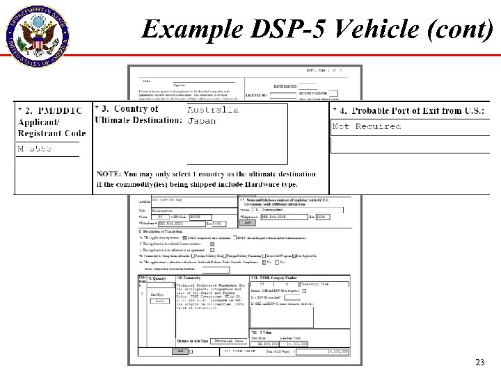 Example DSP-5 Vehicle (cont) 23 