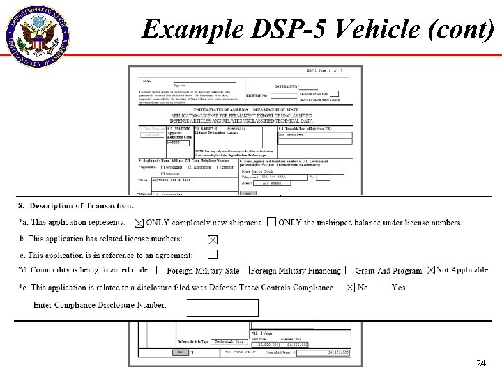 Example DSP-5 Vehicle (cont) 24 