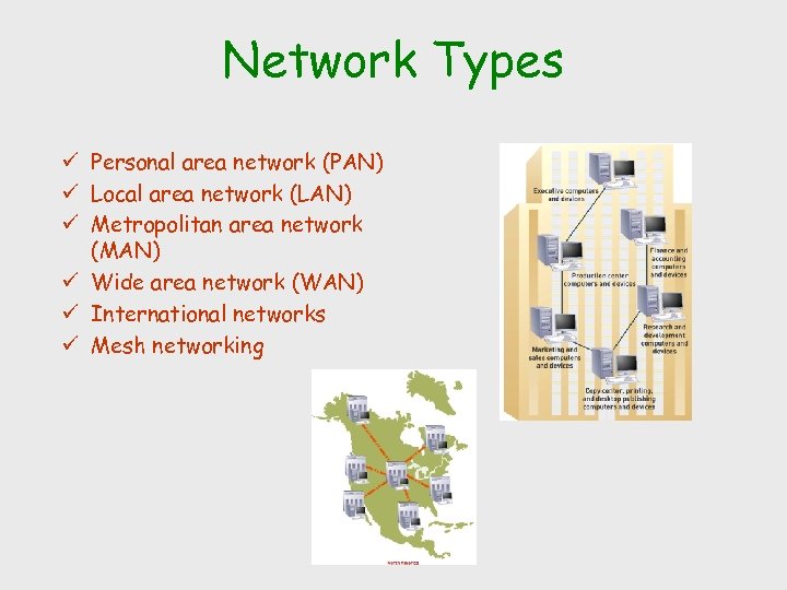 Network Types ü Personal area network (PAN) ü Local area network (LAN) ü Metropolitan