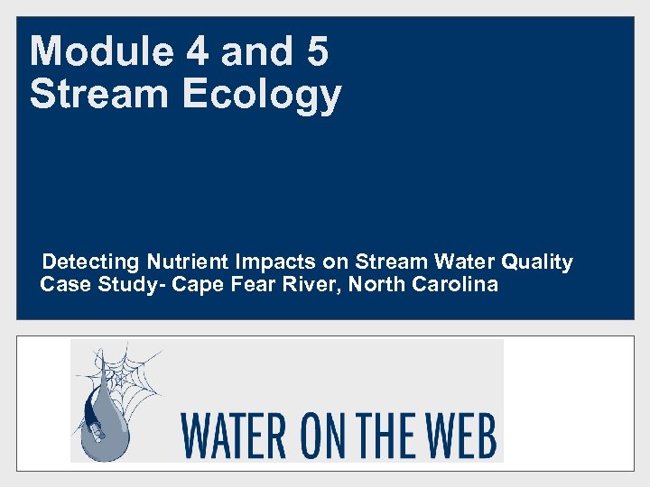 Module 4 and 5 Stream Ecology Detecting Nutrient Impacts on Stream Water Quality Case