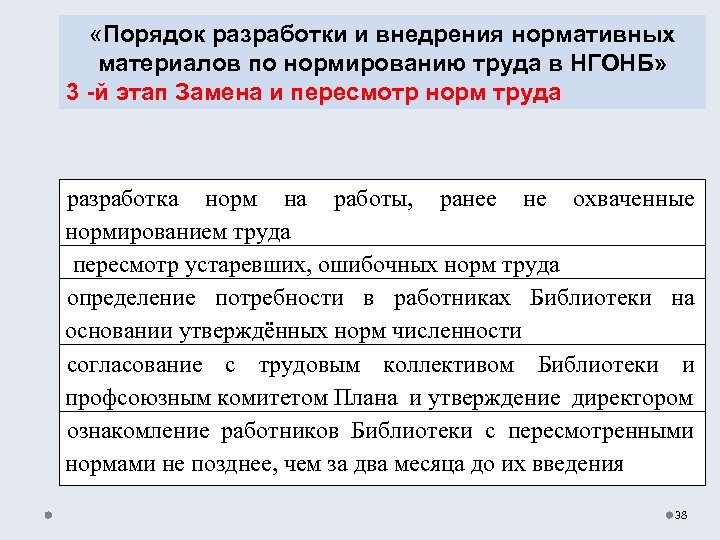  «Порядок разработки и внедрения нормативных материалов по нормированию труда в НГОНБ» 3 -й