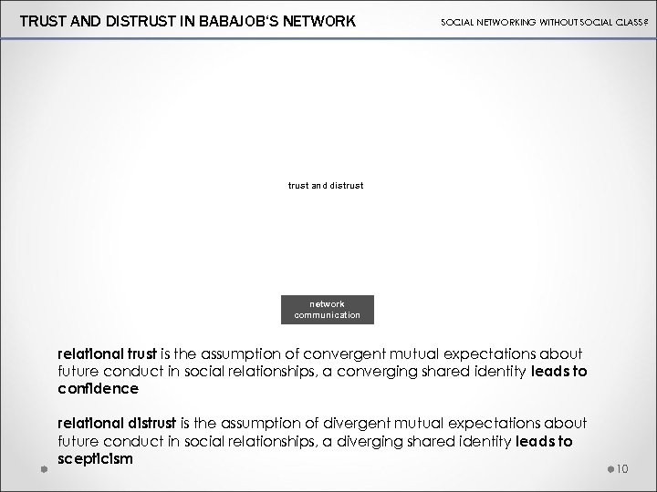 TRUST AND DISTRUST IN BABAJOB‘S NETWORK SOCIAL NETWORKING WITHOUT SOCIAL CLASS? trust and distrust