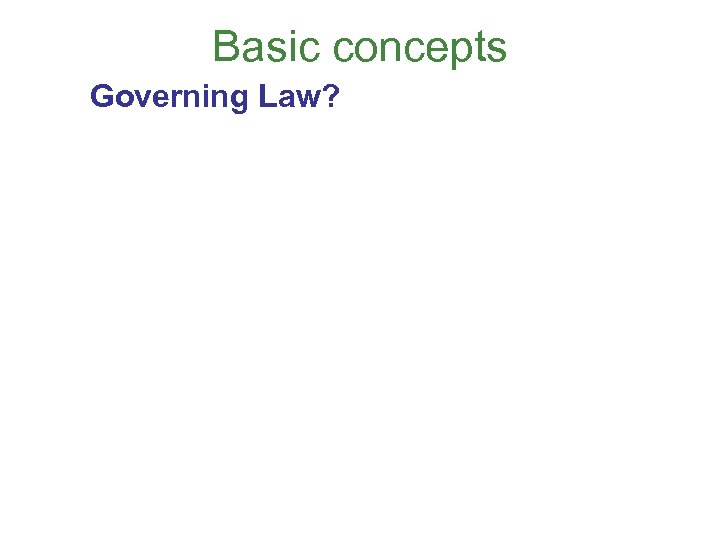 Basic concepts Governing Law? 