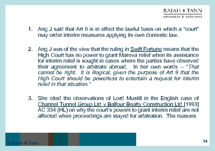1. Ang J said that Art 9 is in effect the lawful basis on
