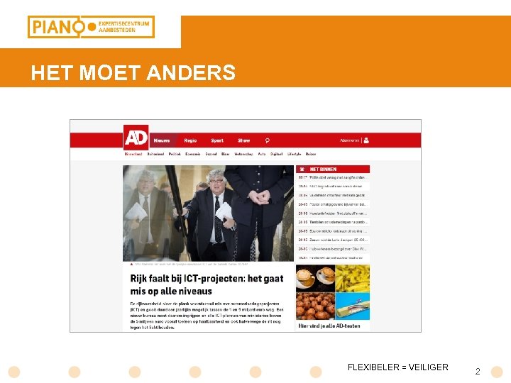 HET MOET ANDERS Titel van de presentatie FLEXIBELER = VEILIGER 2 