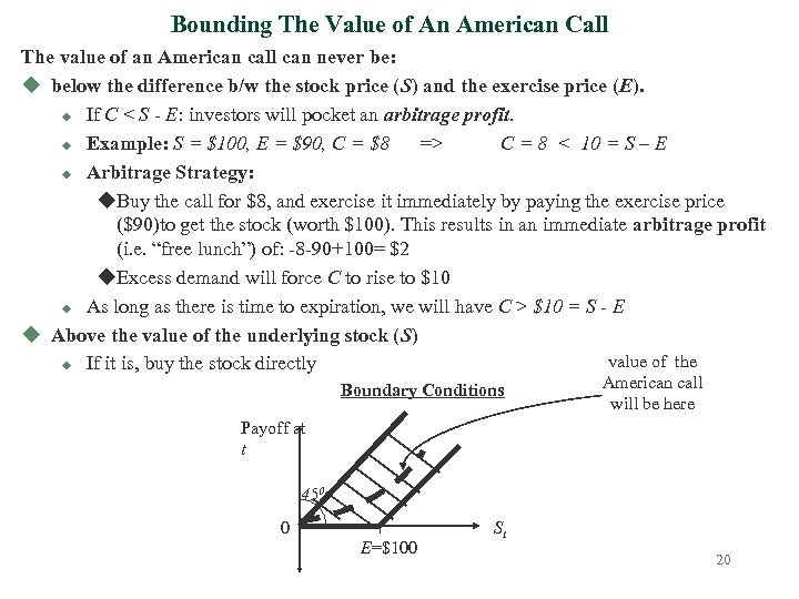 Bounding The Value of An American Call The value of an American call can