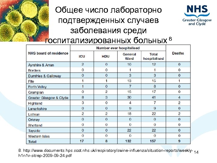 Общее число лабораторно подтвержденных случаев заболевания среди госпитализированных больных 8 8. http: //www. documents.