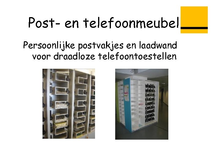 Post- en telefoonmeubel Persoonlijke postvakjes en laadwand voor draadloze telefoontoestellen 