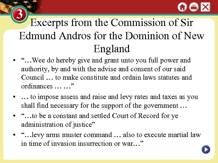Excerpts from the Commission of Sir Edmund Andros for the Dominion of New England