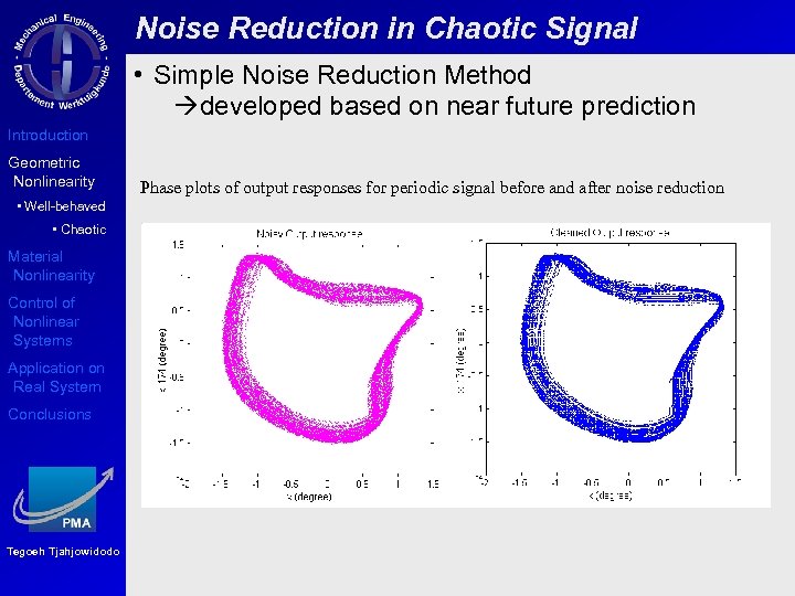 Noise Reduction in Chaotic Signal • Simple Noise Reduction Method developed based on near