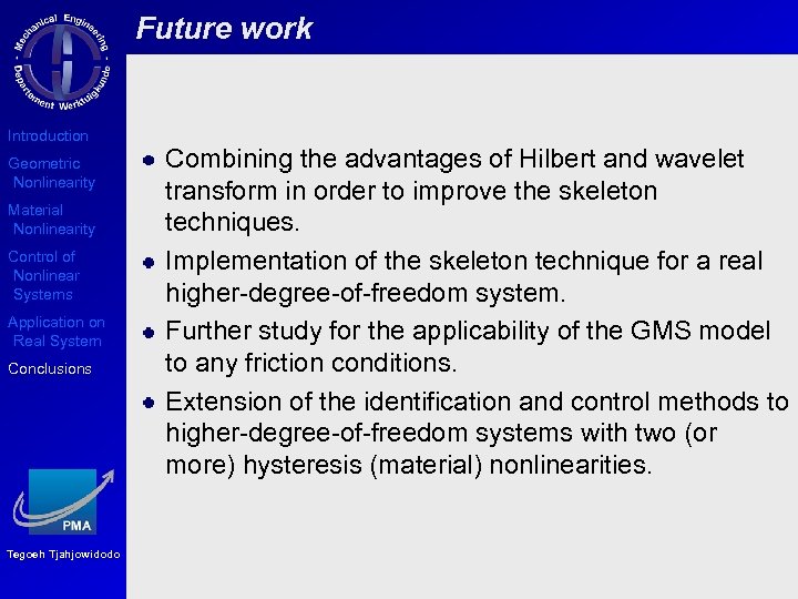 Future work Introduction Geometric Nonlinearity Material Nonlinearity Control of Nonlinear Systems Application on Real
