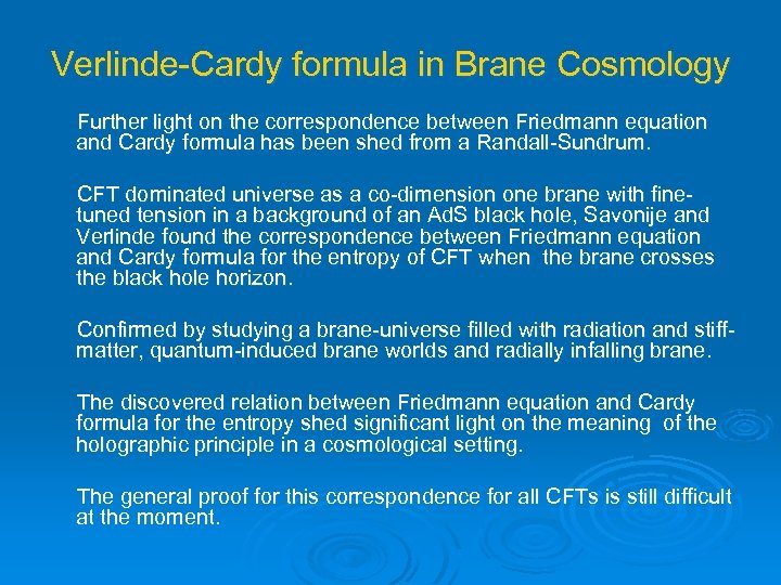 Verlinde-Cardy formula in Brane Cosmology Further light on the correspondence between Friedmann equation and