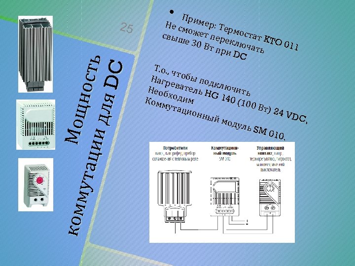ко мм Мощ нос ть ут ац ии д л я DC 25 •