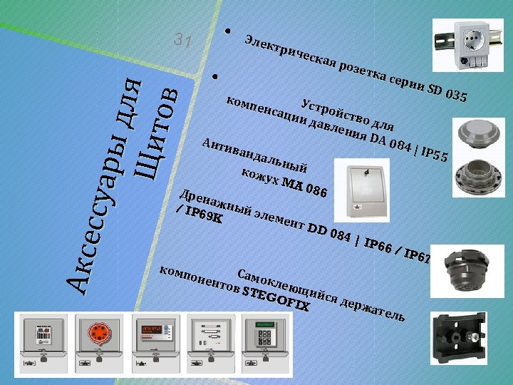  • 31 Ак се с суа р ы дл я Щит ов Эле