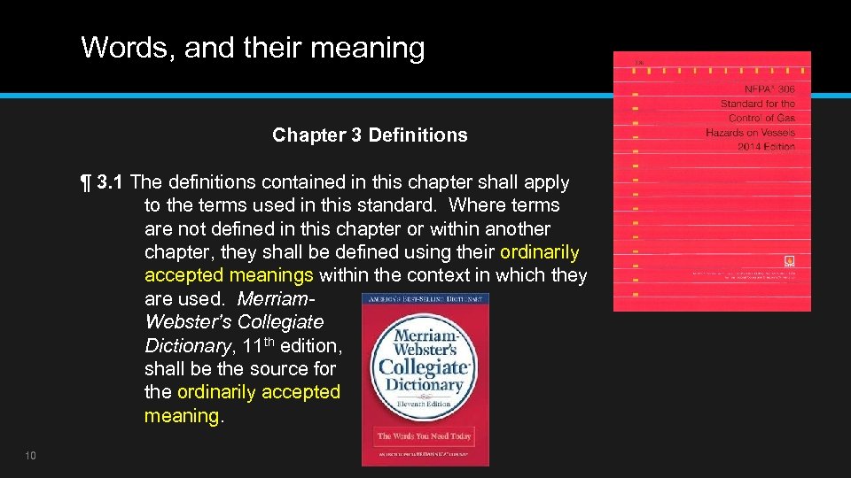 Words, and their meaning Chapter 3 Definitions ¶ 3. 1 The definitions contained in