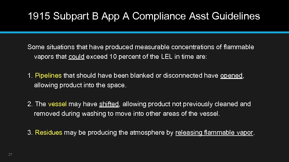 1915 Subpart B App A Compliance Asst Guidelines Some situations that have produced measurable