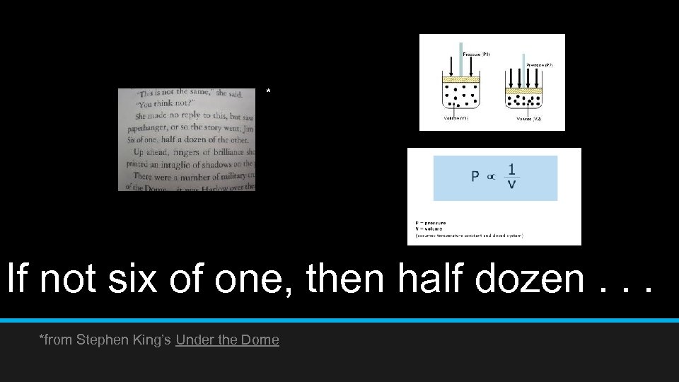 * If not six of one, then half dozen. . . *from Stephen King’s