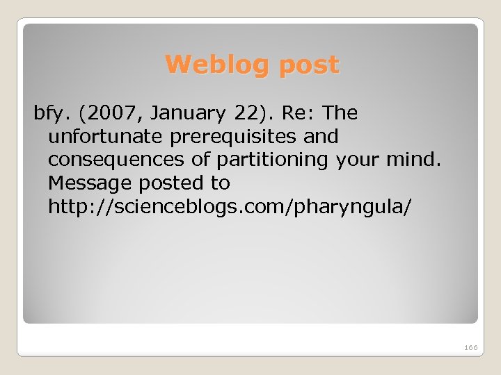 Weblog post bfy. (2007, January 22). Re: The unfortunate prerequisites and consequences of partitioning