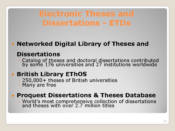 Electronic Theses and Dissertations - ETDs Networked Digital Library of Theses and Dissertations ◦