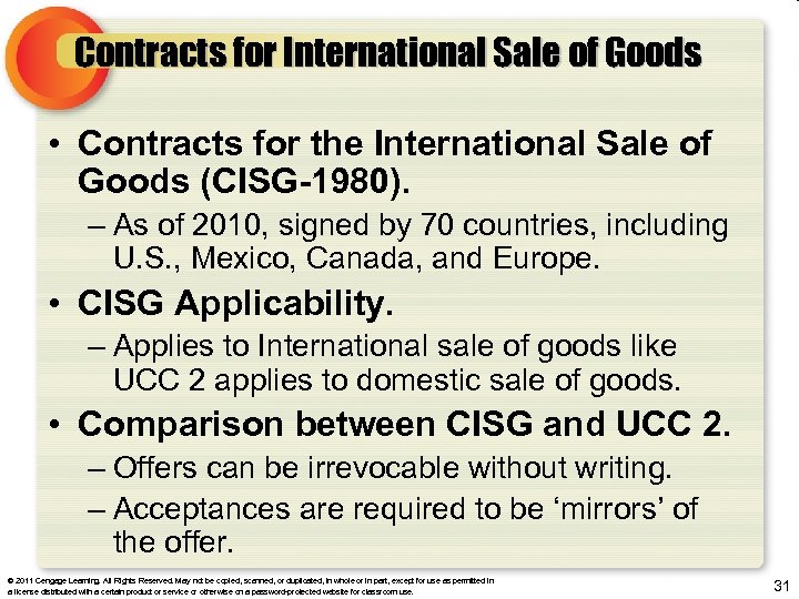 Contracts for International Sale of Goods • Contracts for the International Sale of Goods