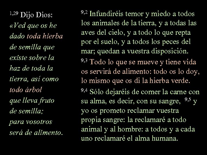Dijo Dios: «Ved que os he dado toda hierba de semilla que existe sobre