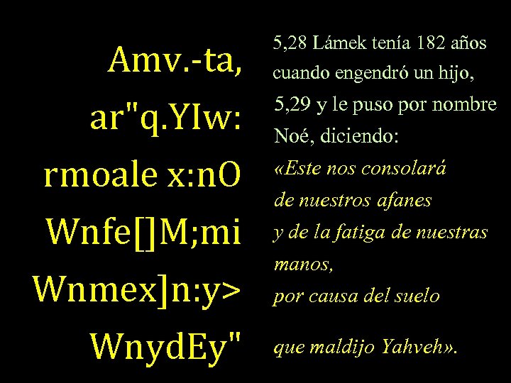  5, 28 Lámek tenía 182 años Amv. -ta, cuando engendró un hijo, ar"q.