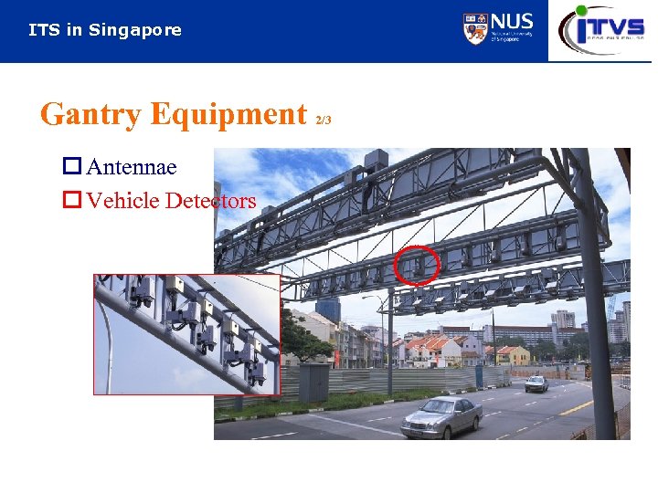 ITS in Singapore Gantry Equipment o Antennae o Vehicle Detectors 2/3 