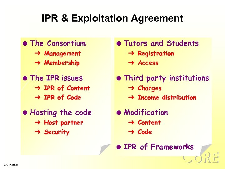IPR & Exploitation Agreement l The Consortium l Ô Registration Ô Access Ô Management