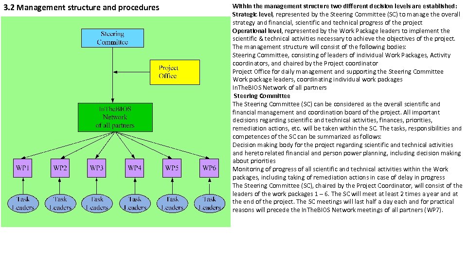 3. 2 Management structure and procedures Within the management structure two different decision levels