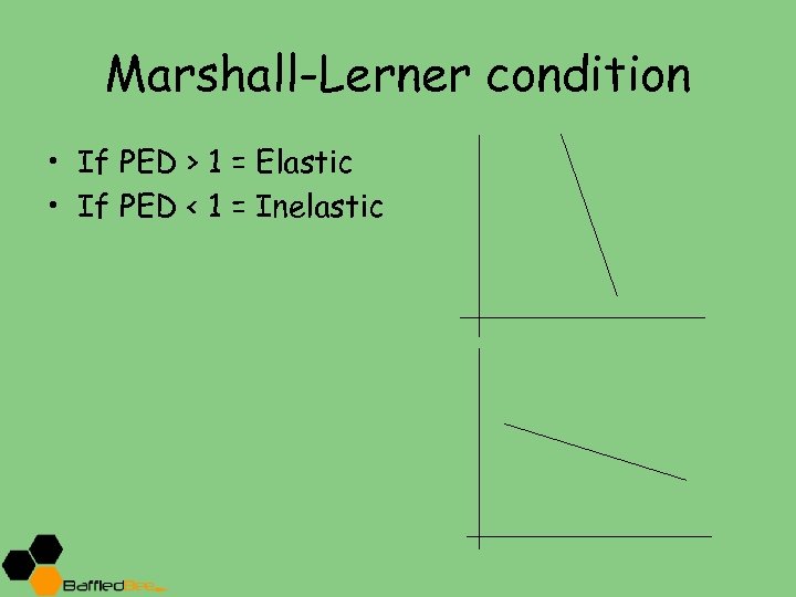 Marshall-Lerner condition • If PED > 1 = Elastic • If PED < 1