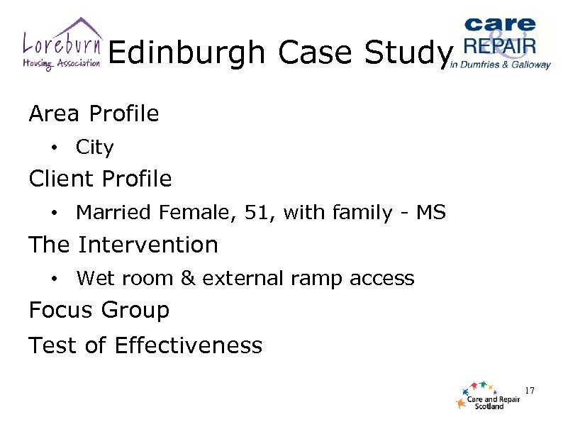 Edinburgh Case Study Area Profile • City Client Profile • Married Female, 51, with