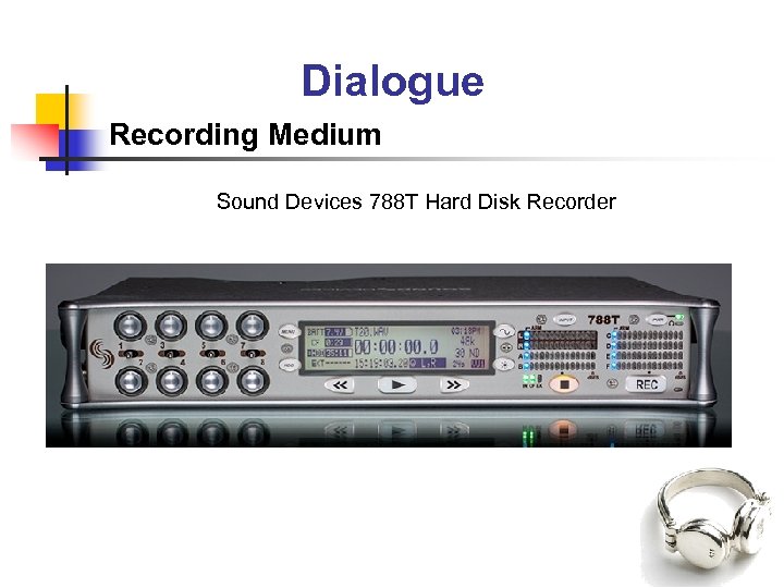 Dialogue Recording Medium Sound Devices 788 T Hard Disk Recorder 