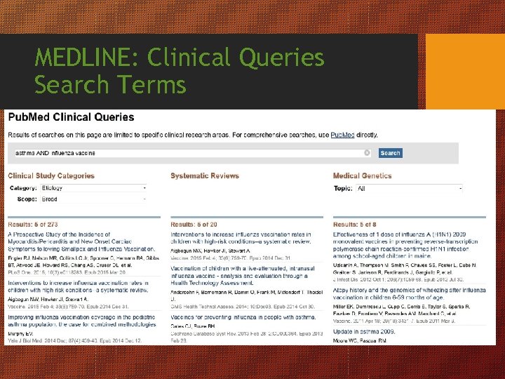 MEDLINE: Clinical Queries Search Terms 