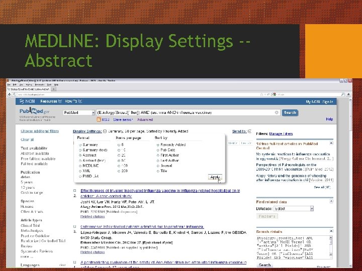 MEDLINE: Display Settings -Abstract 