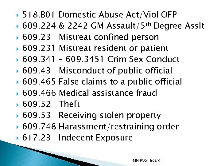  518. B 01 Domestic Abuse Act/Viol OFP 609. 224 & 2242 GM Assault/5